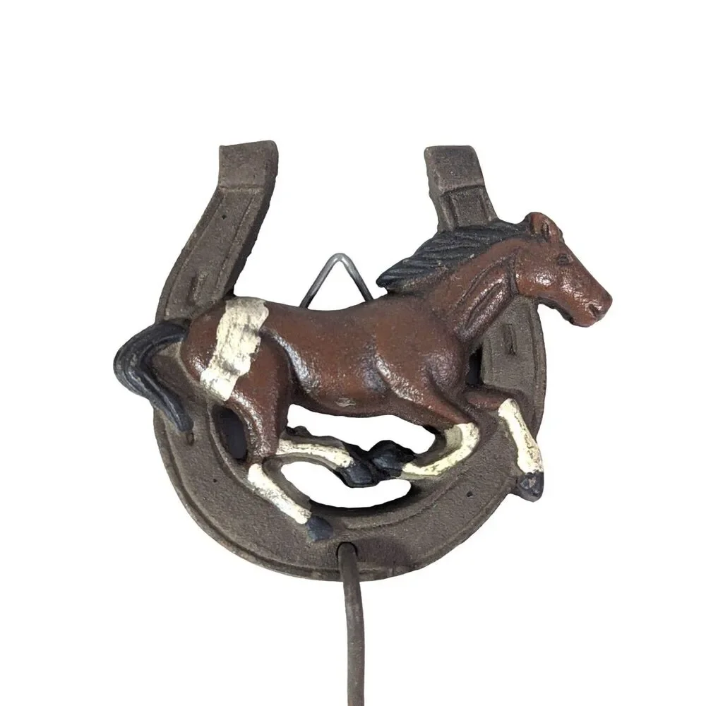 Running Horse and Horseshoe Cast Iron Wall Hook 5.5 x 4-in Country Farm Life NEW